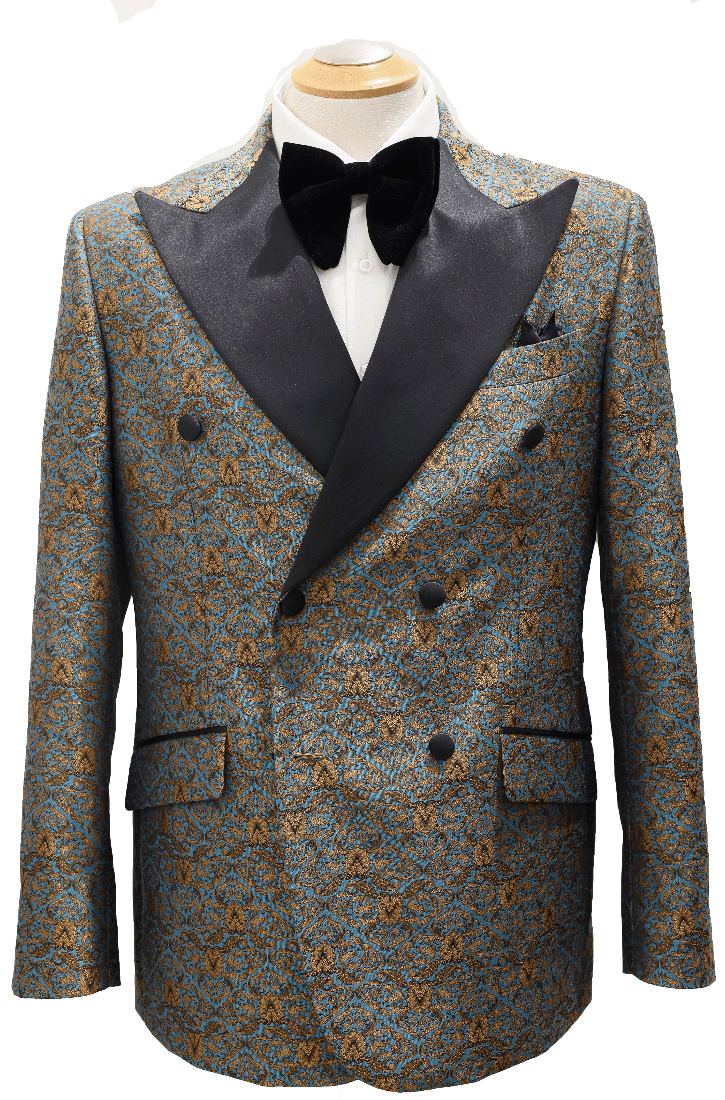 GOLD LEAFS ON TURQUIOSE TUXEDO JACKET