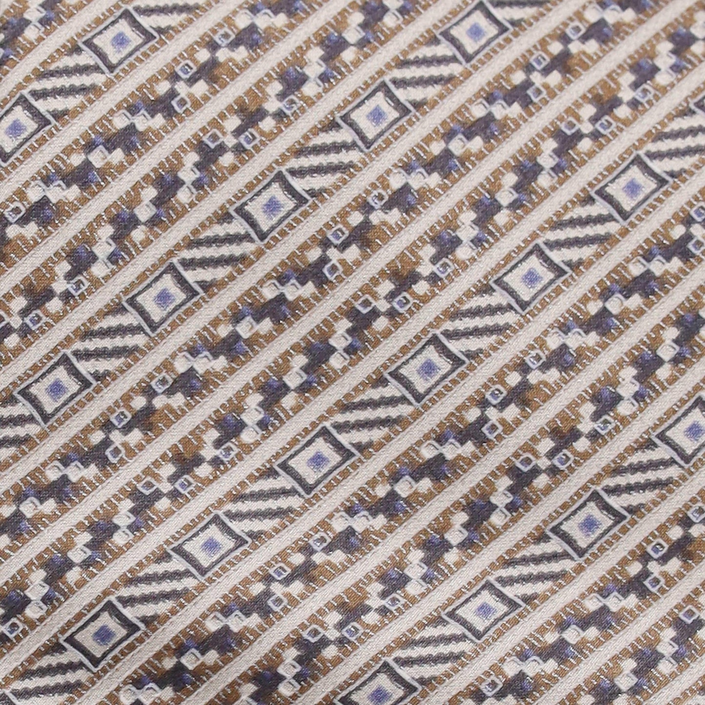 BEIGE AND BROWN HERRINGBONE DIAGONAL STRIPE SILK TIE - Just White Shirts