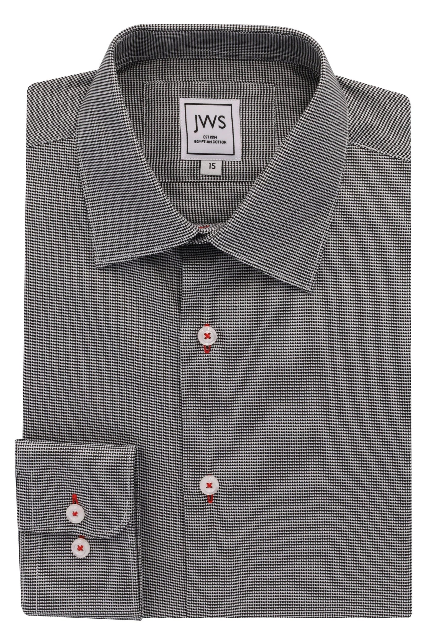 Black Micro Houndstooth Non Iron Egyptian Cotton Dress Shirt - Just White Shirts