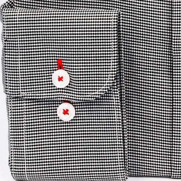 Black Micro Houndstooth Non Iron Egyptian Cotton Dress Shirt - Just White Shirts