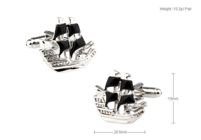 Black Pirate Ship Cufflinks - Just White Shirts