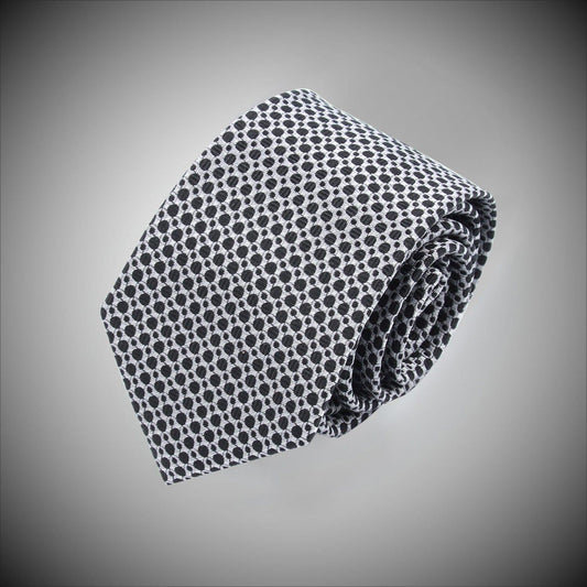 Black Silver Neat Woven Silk Tie - Just White Shirts