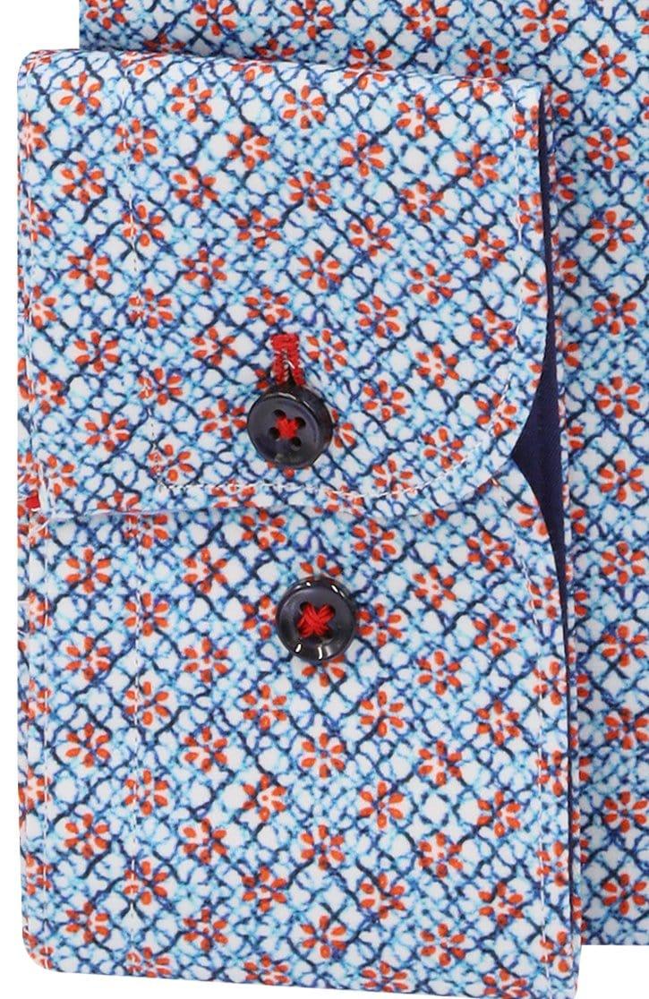 Blue and Orange Floral Neat Pattern - Just White Shirts