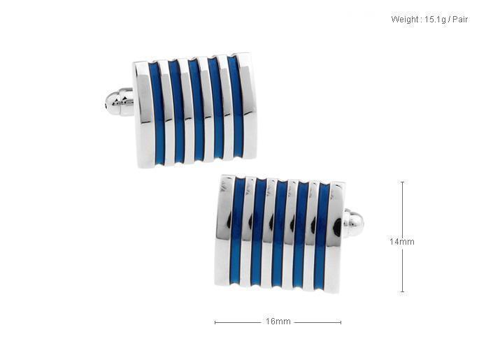 Blue and Silver Bar Cufflinks - Just White Shirts