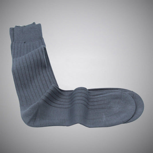 Blue Grey Mid-calf Mercerized Cotton Socks - Just White Shirts