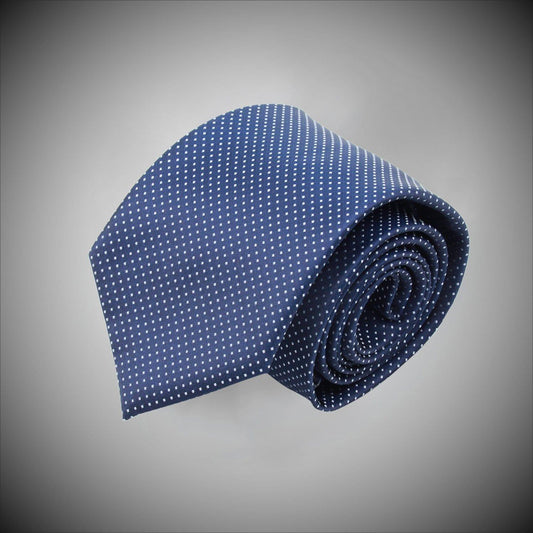 Blue Ground With White Dots Woven Silk Tie - Just White Shirts