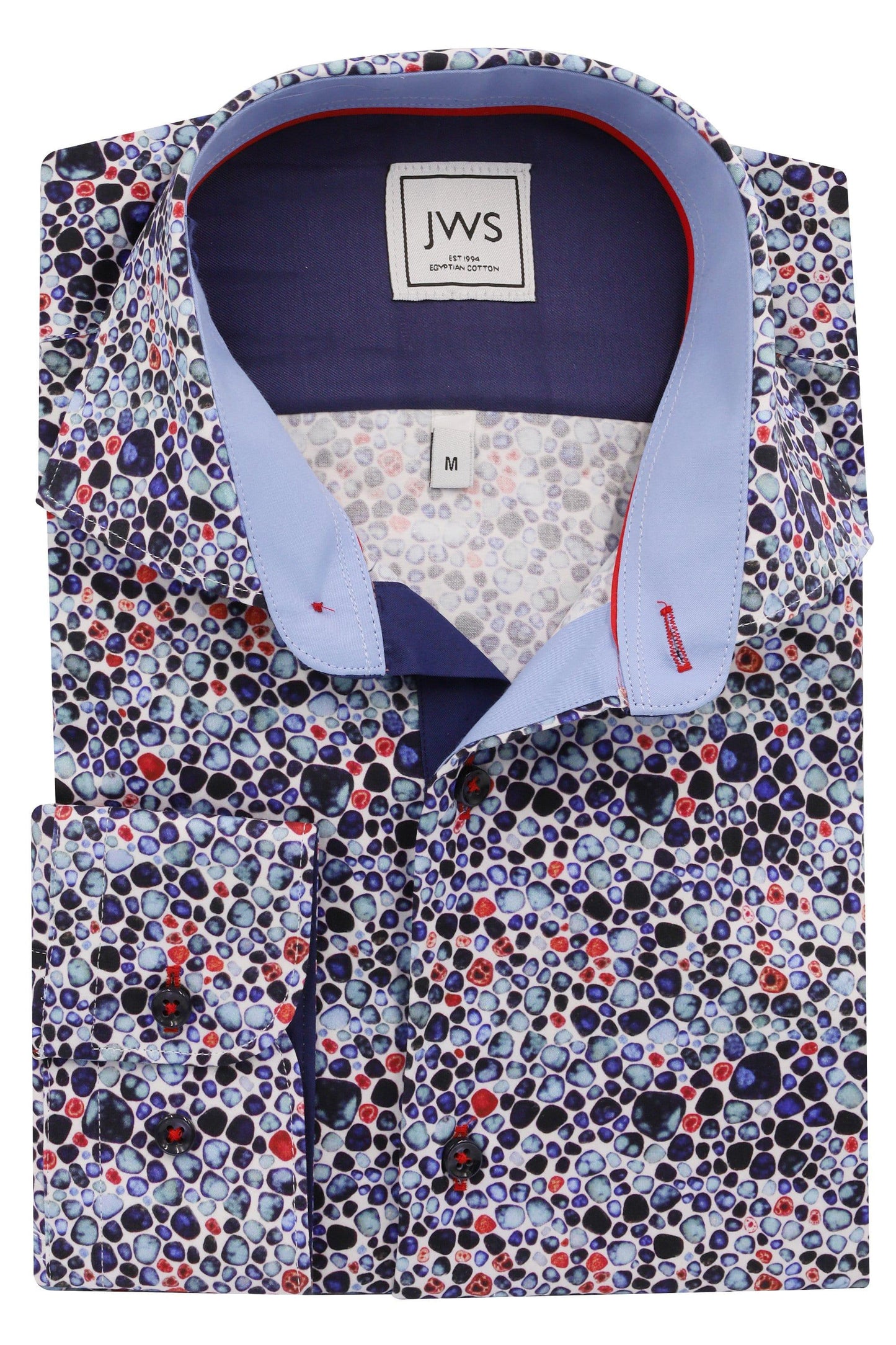 Blue Navy and Red Pebbles - Just White Shirts