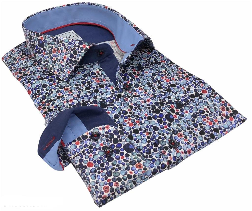 Blue Navy and Red Pebbles - Just White Shirts