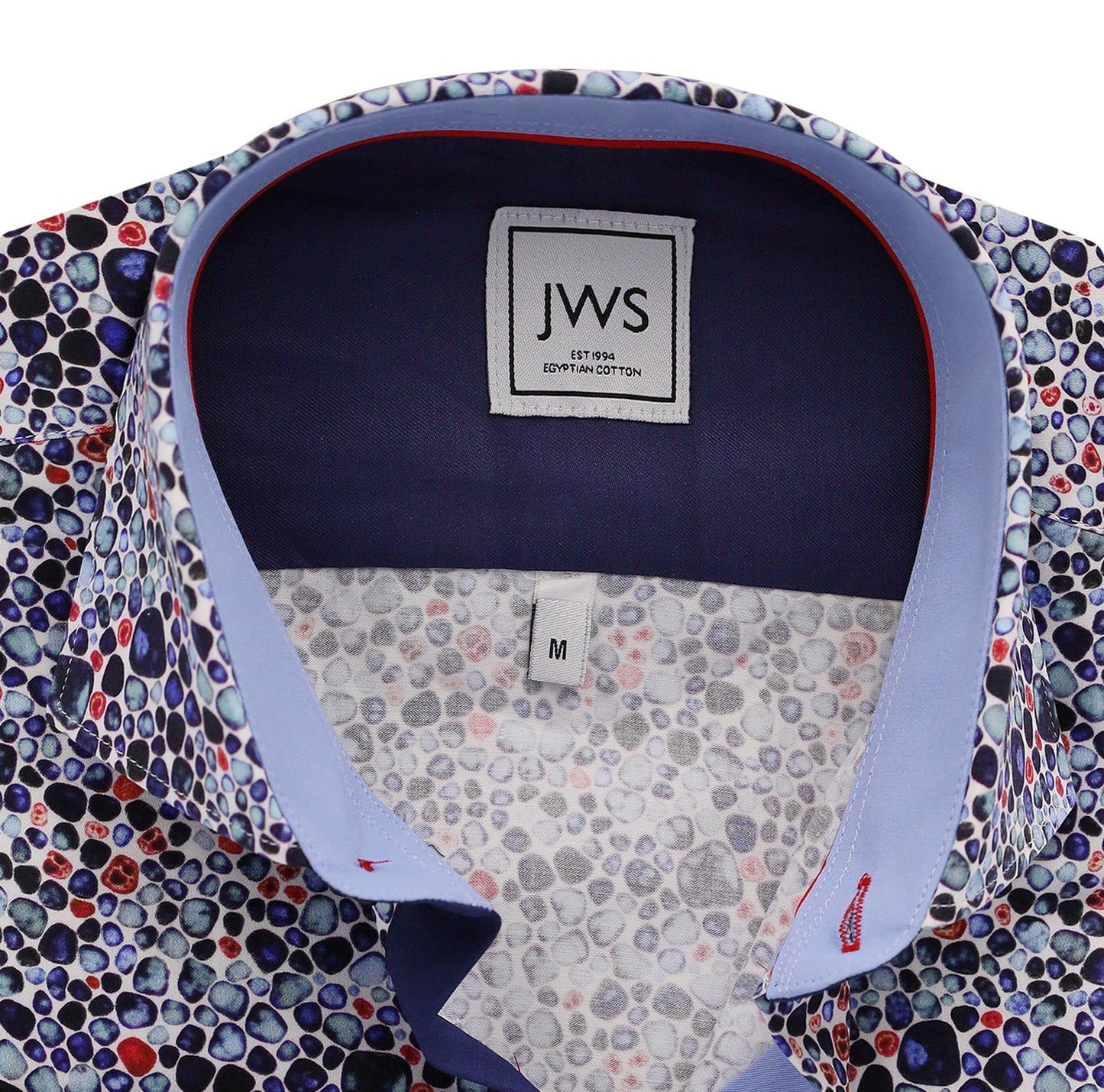 Blue Navy and Red Pebbles - Just White Shirts