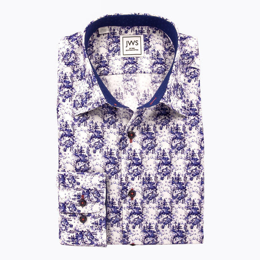 Blue Pottery Printed Shirt - Just White Shirts