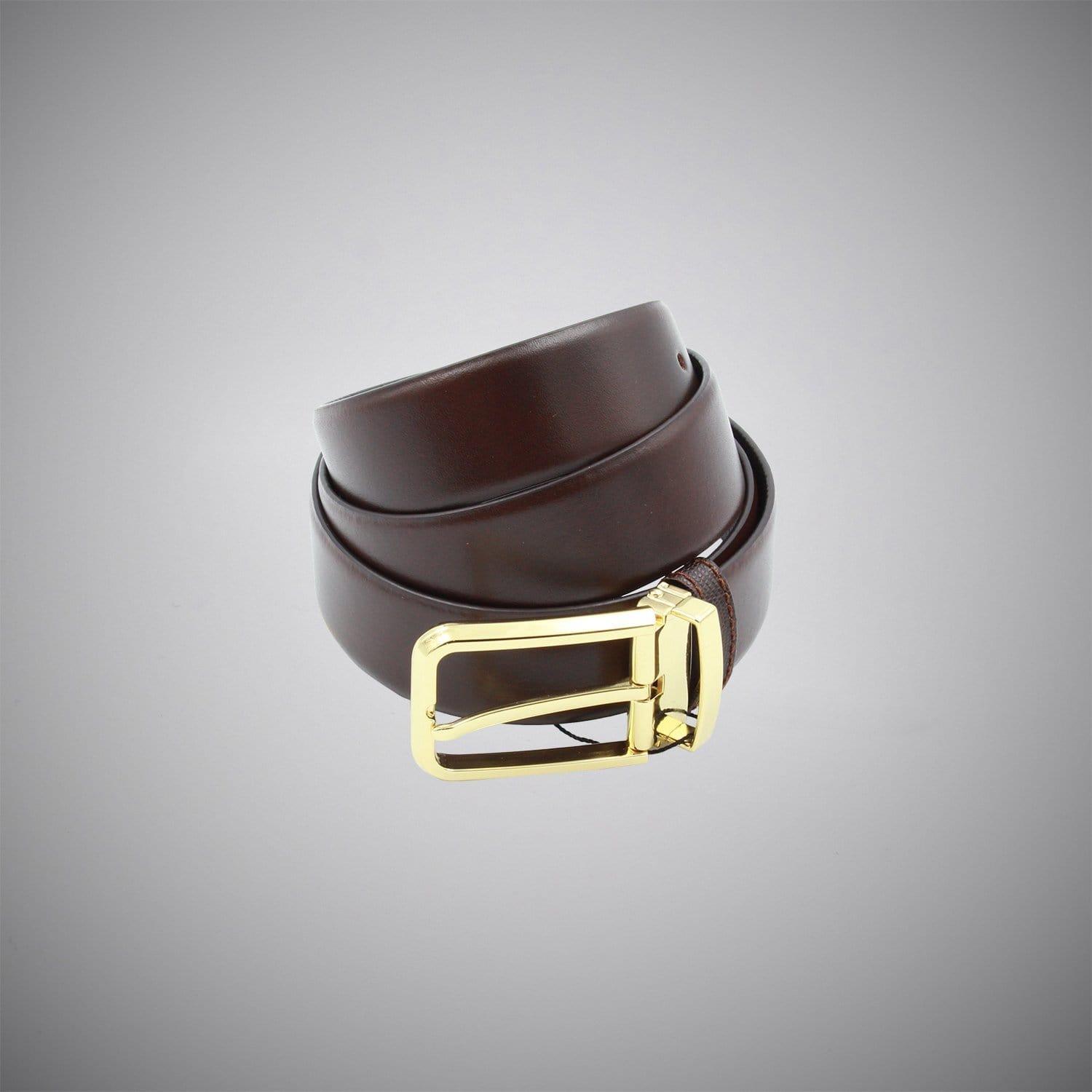 Brown Gold Leather Belt - Just White Shirts