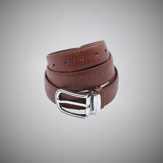 Brown Line Leather Belt - Just White Shirts