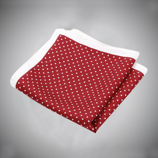 Burgundy Ground With White Dots Silk Pocket Square - Just White Shirts