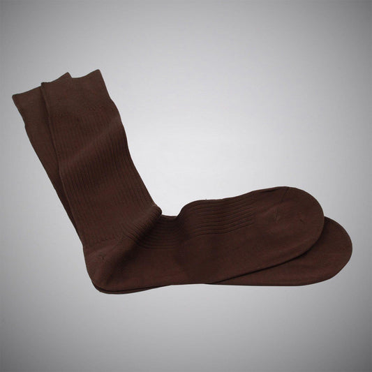 Burnt Brown Fine-rib Mid-calf Mercerized Cotton Socks - Just White Shirts