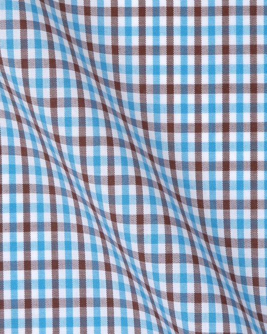 Canclini London Topaz Blue Check Shirt 2420.w021.0371.fan - Just White Shirts