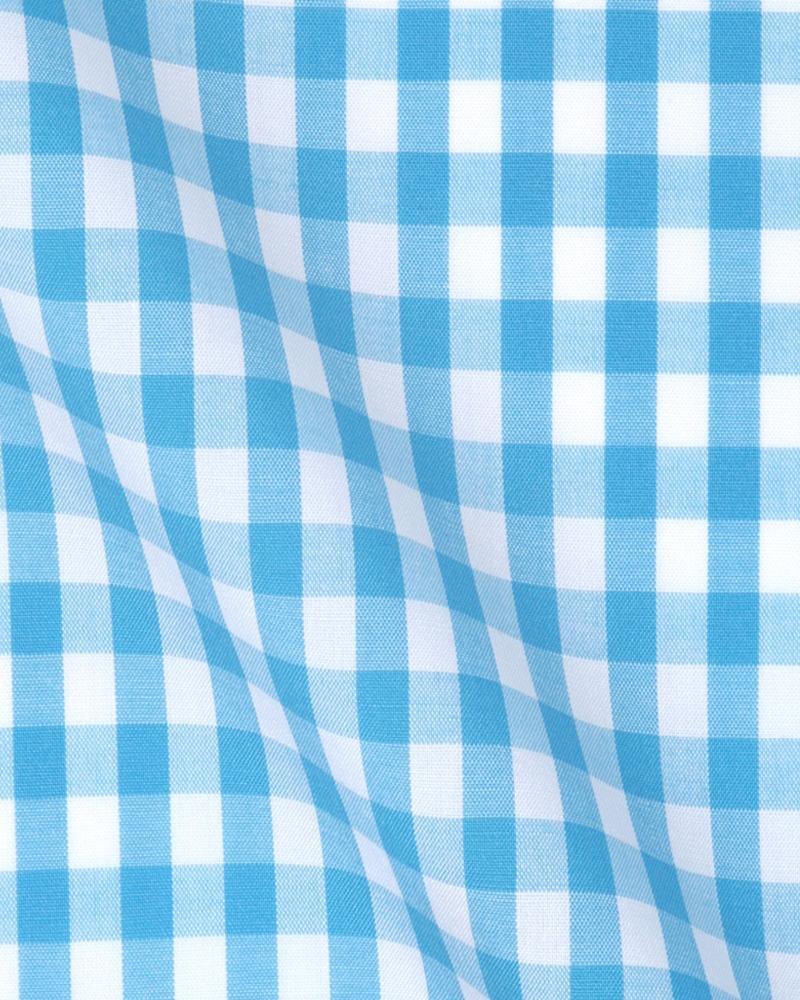 Canclini London Topaz Blue Check Shirt 2420.w841.0371.fan - Just White Shirts