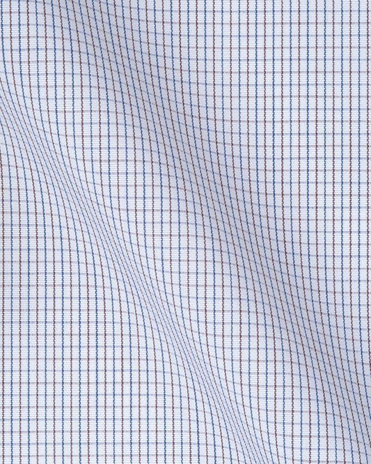 Canclini Milano Brown & Blue Check Shirt 6409.w171.0005.fan - Just White Shirts