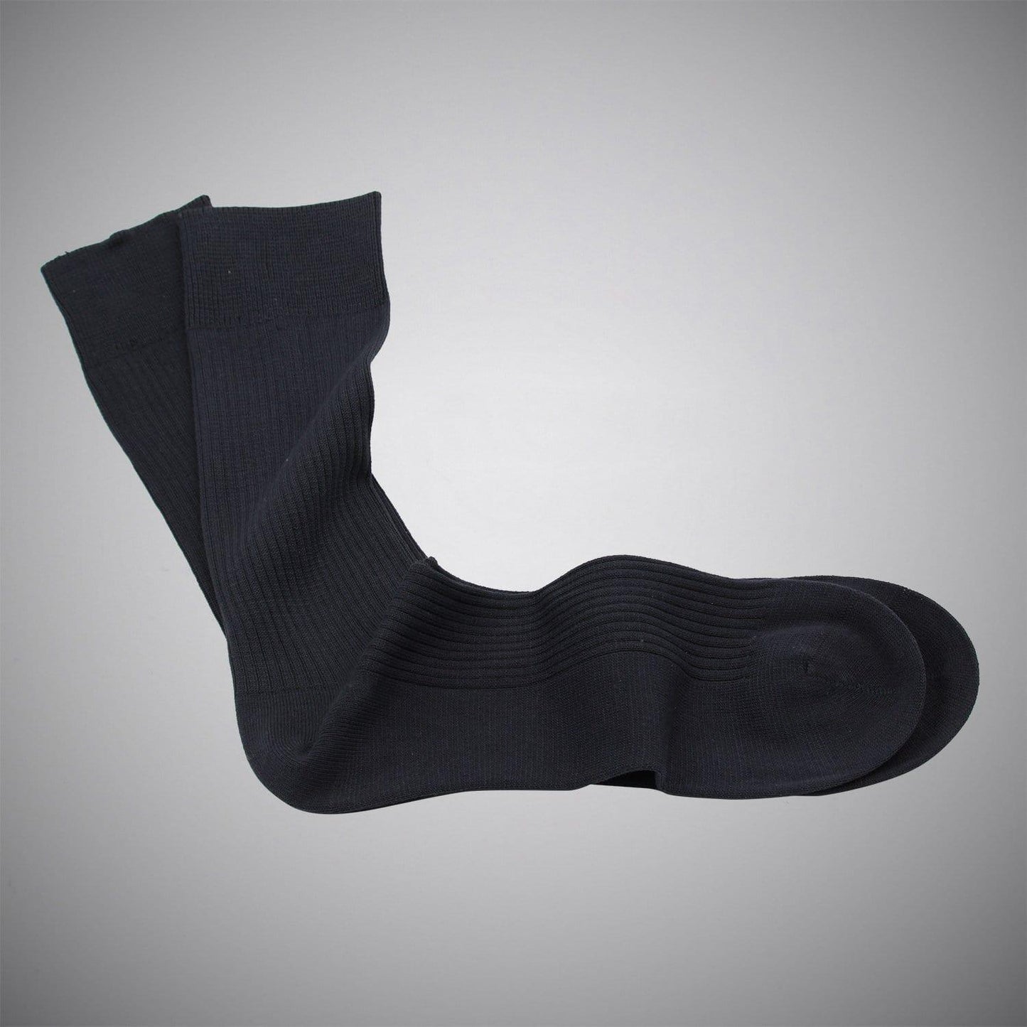 Charcoal Fine-rib Mid-calf Mercerized Cotton Socks - Just White Shirts