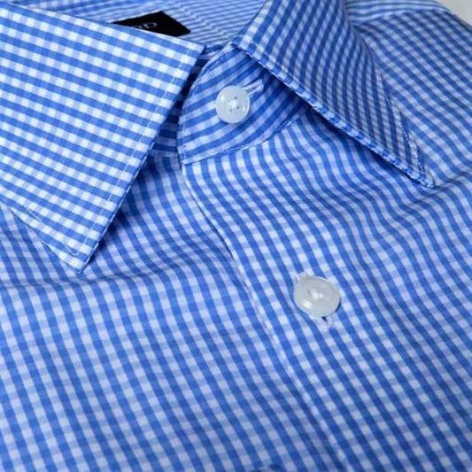 Classic Blue Gingham Check Shirt - Just White Shirts