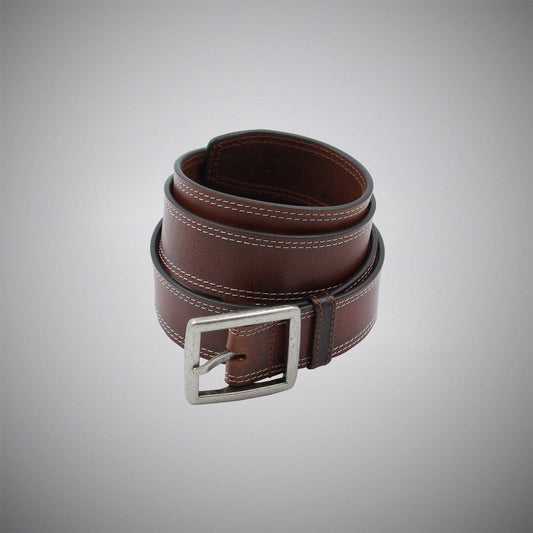 Classic Brown Leather Belt - Just White Shirts