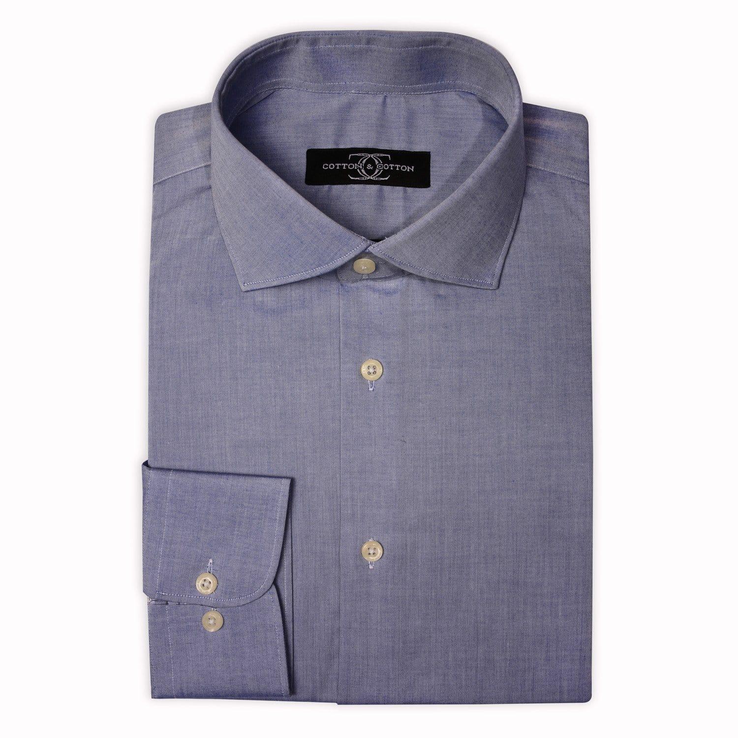 Dress Shirt Mid Blue Chambray - Just White Shirts