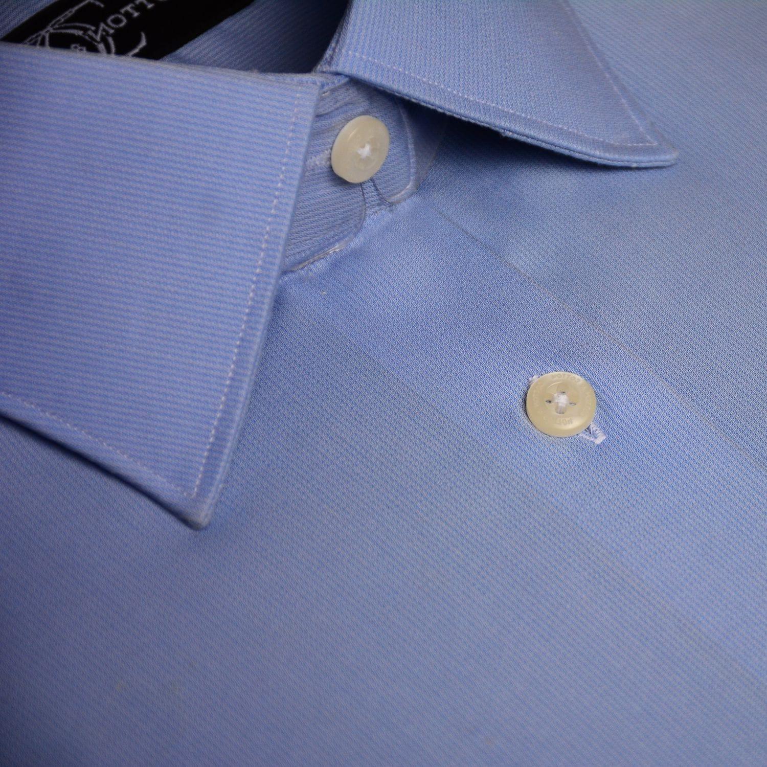 Dress Shirt Sky Blue Dobby Self Stripe - Just White Shirts