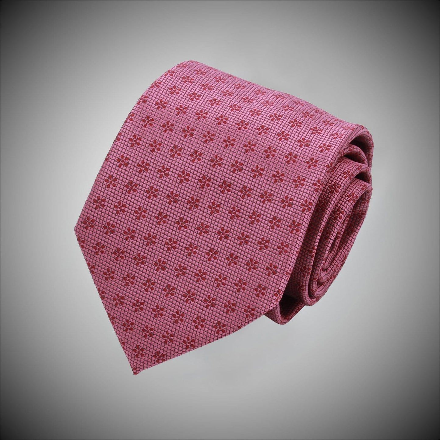 Dusty Rose Tone On Tone Floral Pattern Woven Silk Tie - Just White Shirts