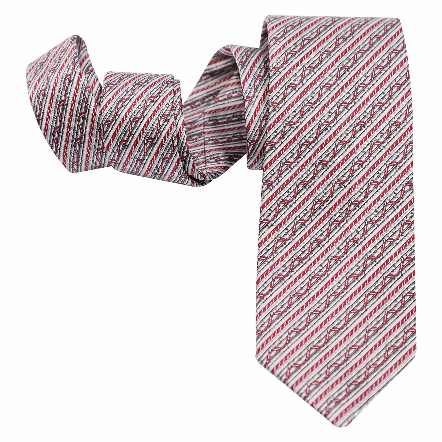 GREY AND PINK STRIPE SILK TIE - Just White Shirts