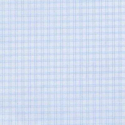 Ice Blue Ground Jacquard Weave with Double Blue Hairline Check Classic Custom Shirt 100c 120/2*50 Sas728a - Just White Shirts