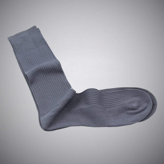 Light Grey Fine-rib Mid-calf Mercerized Cotton Socks - Just White Shirts