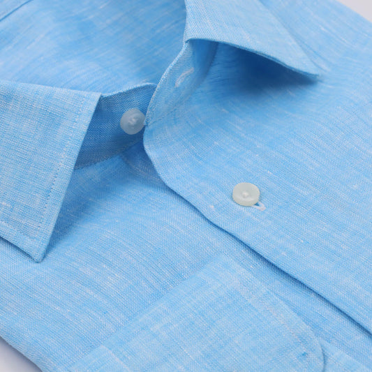 Linen Sports Shirt Turquoise - Just White Shirts