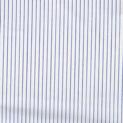 Navy Fine Stripe on White Textured Classic Custom Shirt 100c 90*90 Sar081a - Just White Shirts