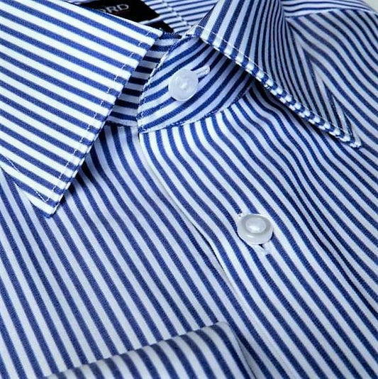 Navy Medium Wide Stripe - Just White Shirts