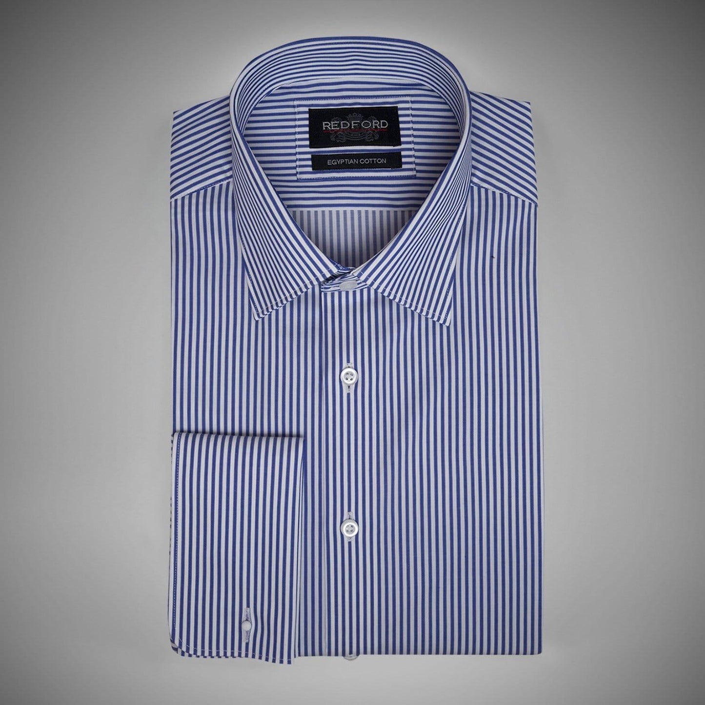 Navy Medium Wide Stripe - Just White Shirts