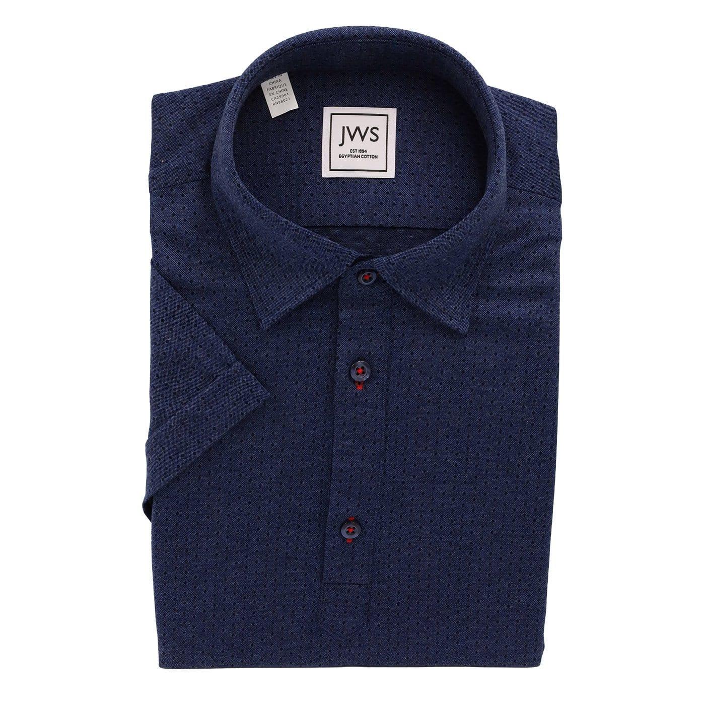 Navy Micro Dobby Knit Polo Shirt - Just White Shirts