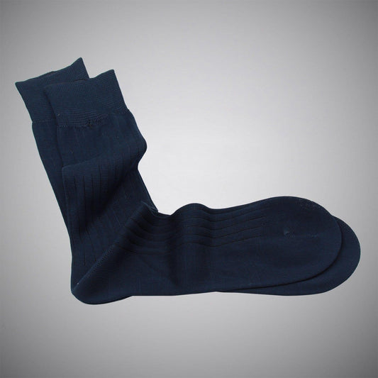 Navy Mid-calf Mercerized Cotton Socks - Just White Shirts