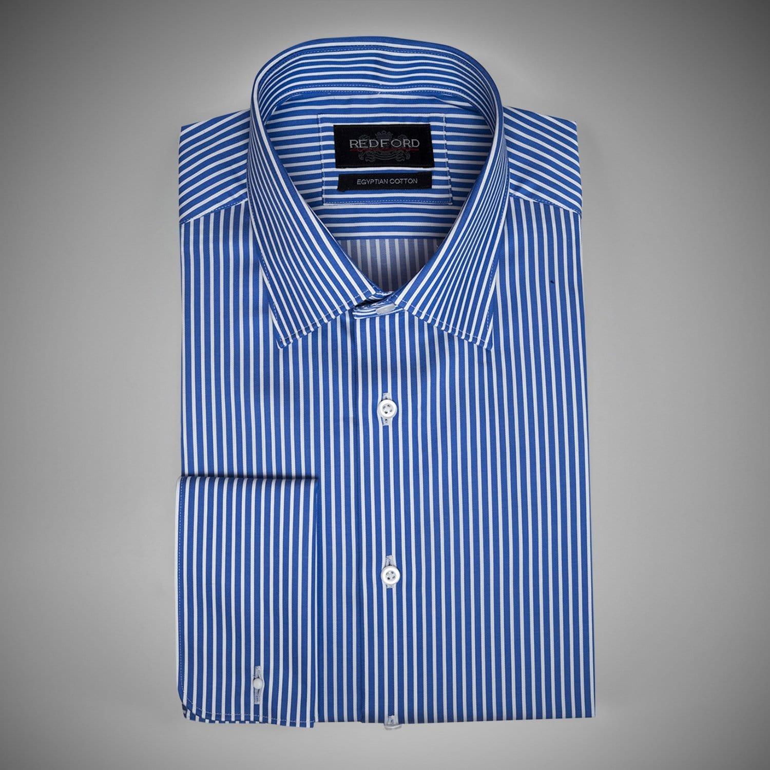 Navy Wide Stripe - Just White Shirts