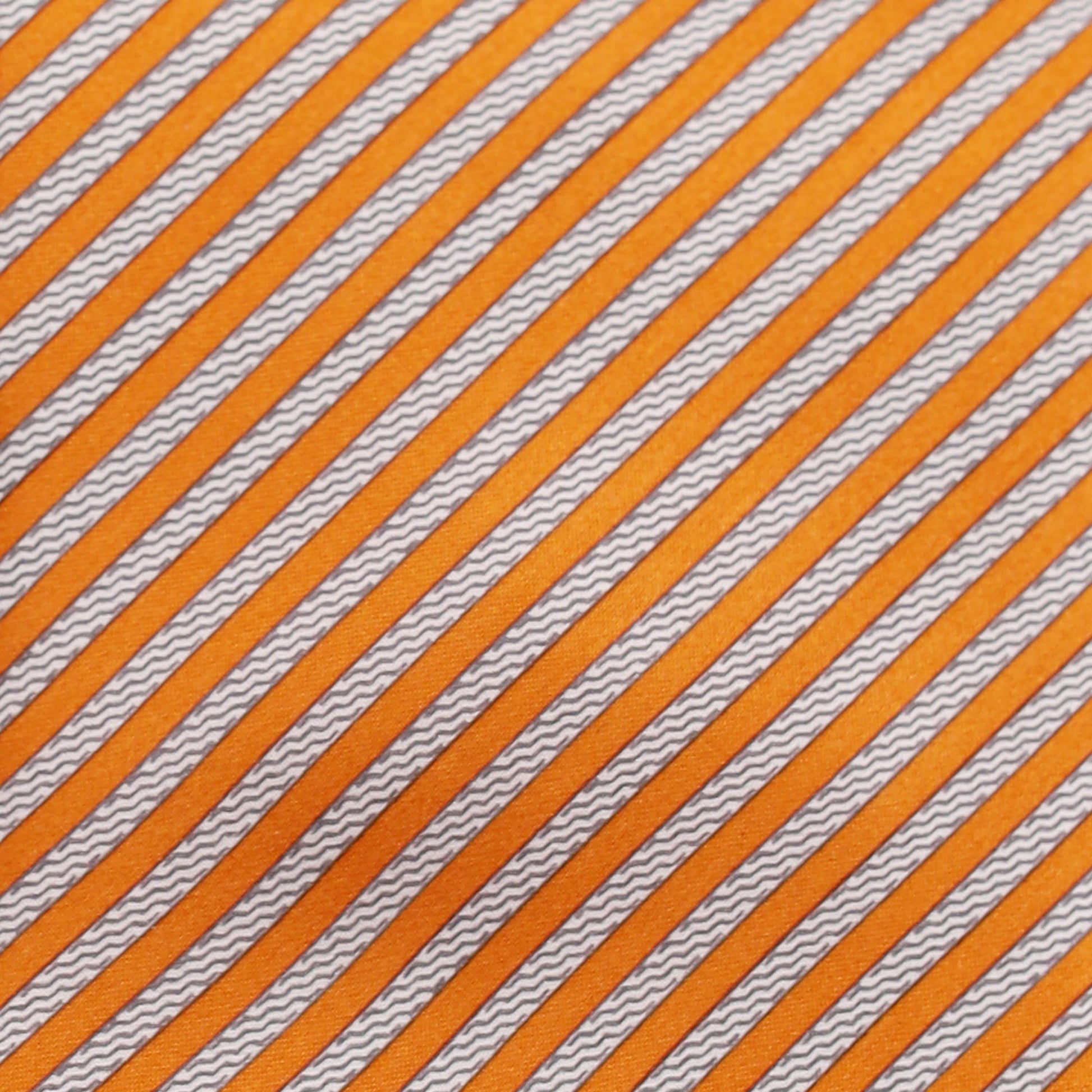 ORANGE AND SILVER STRIPE SILK TIE - Just White Shirts