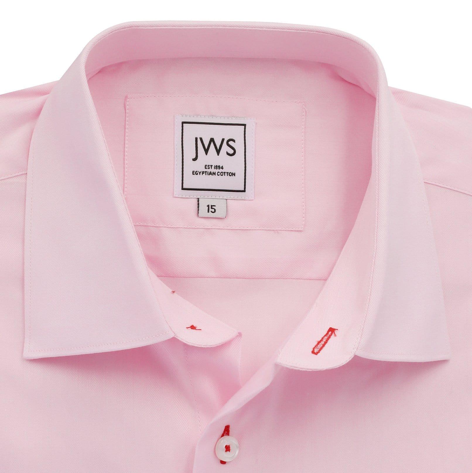 Pink Small Herringbone Non Iron Egyptian Cotton Dress Shirt - Just White Shirts