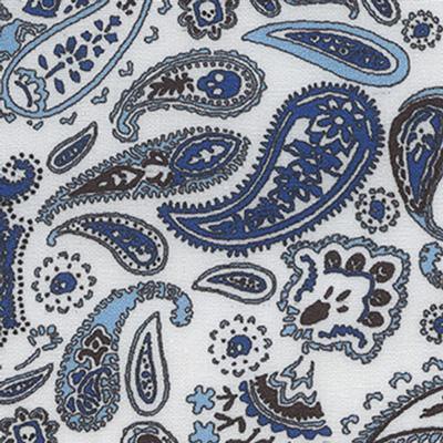 Printed Solid White Fabric with Blue and Brown Paisley Classic Custom Shirt - Just White Shirts