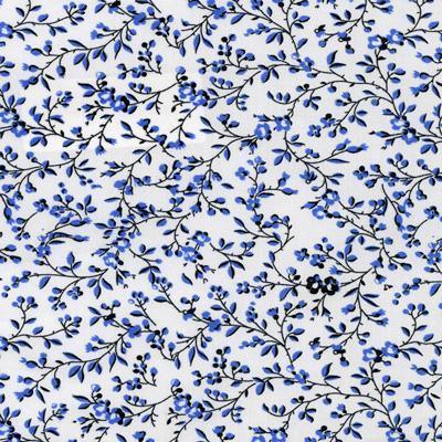 Printed Solid White Fabric with Blue Leaf Pattern Classic Custom Shirt - Just White Shirts