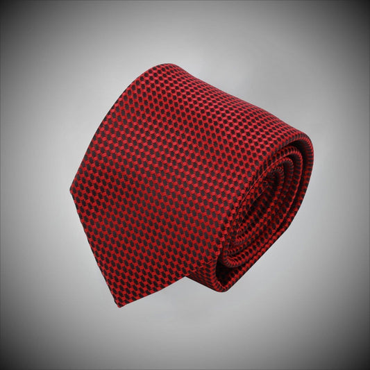 Red Black Neat Pattern Woven Silk Tie - Just White Shirts