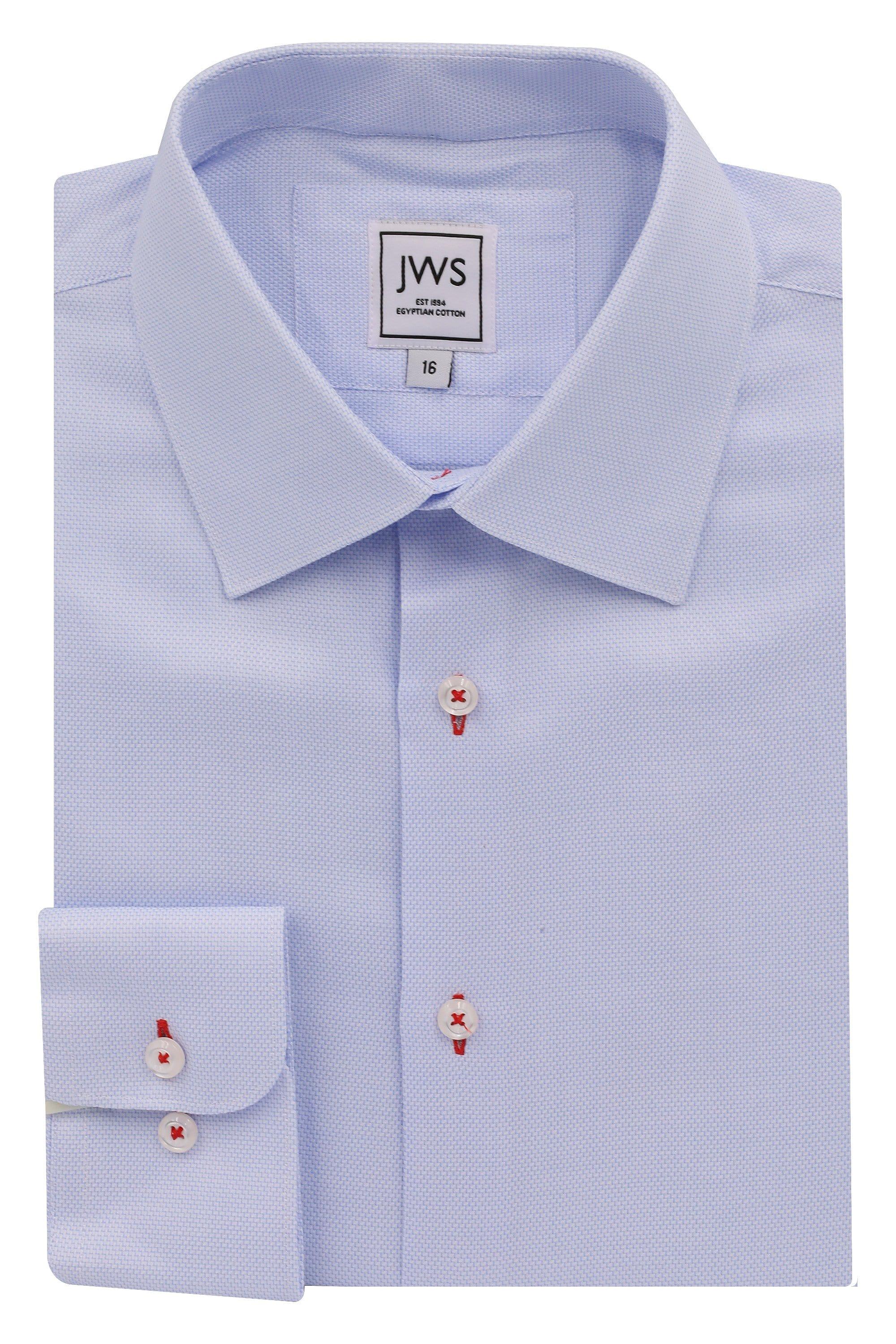 White Egyptian Cotton Non Iron Dress Shirt, Modified Collar and Adjustable  Button Cuffs