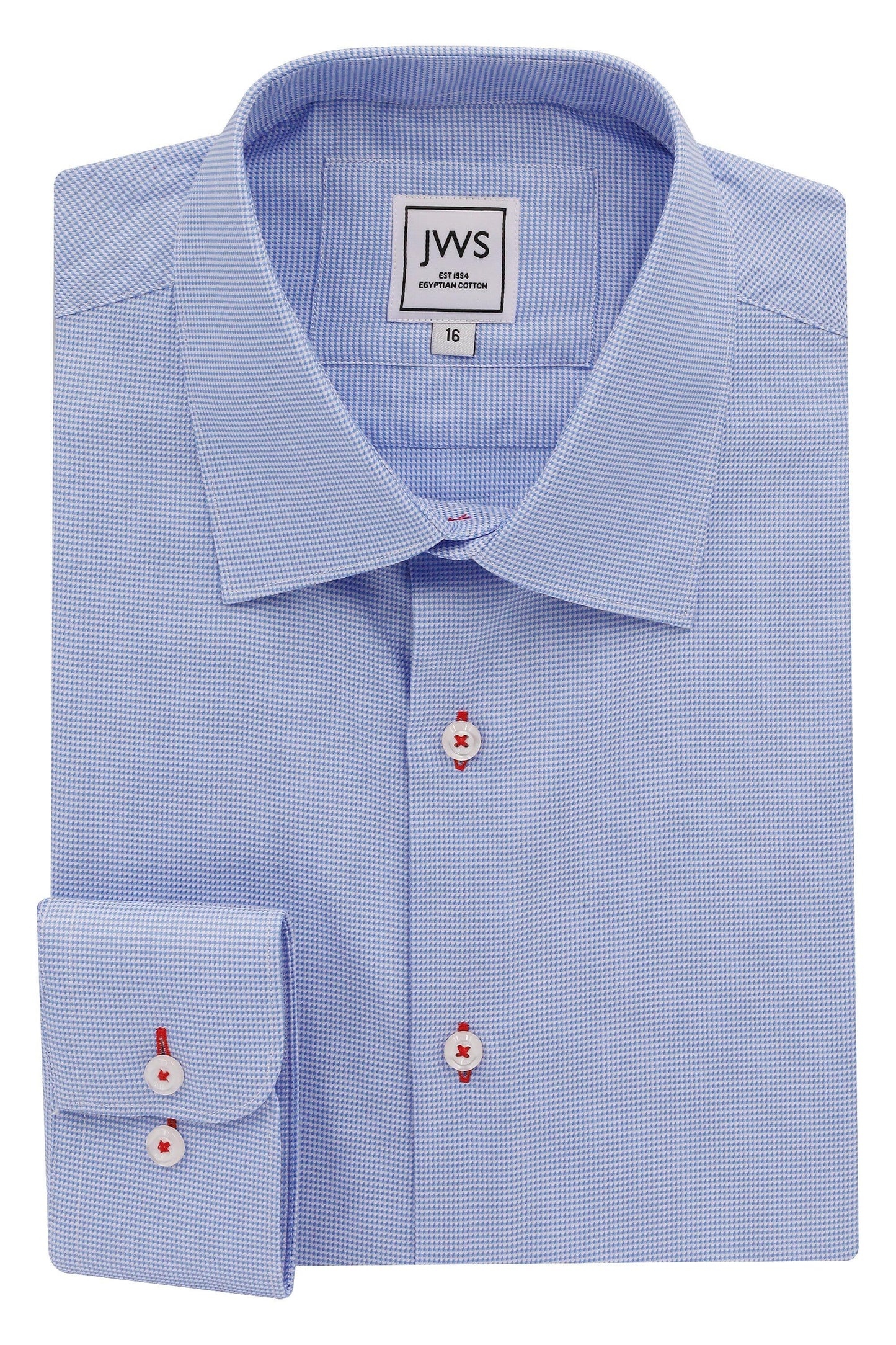 Sky Blue  Micro Houndstooth Non Iron Egyptian Cotton Dress Shirt - Just White Shirts