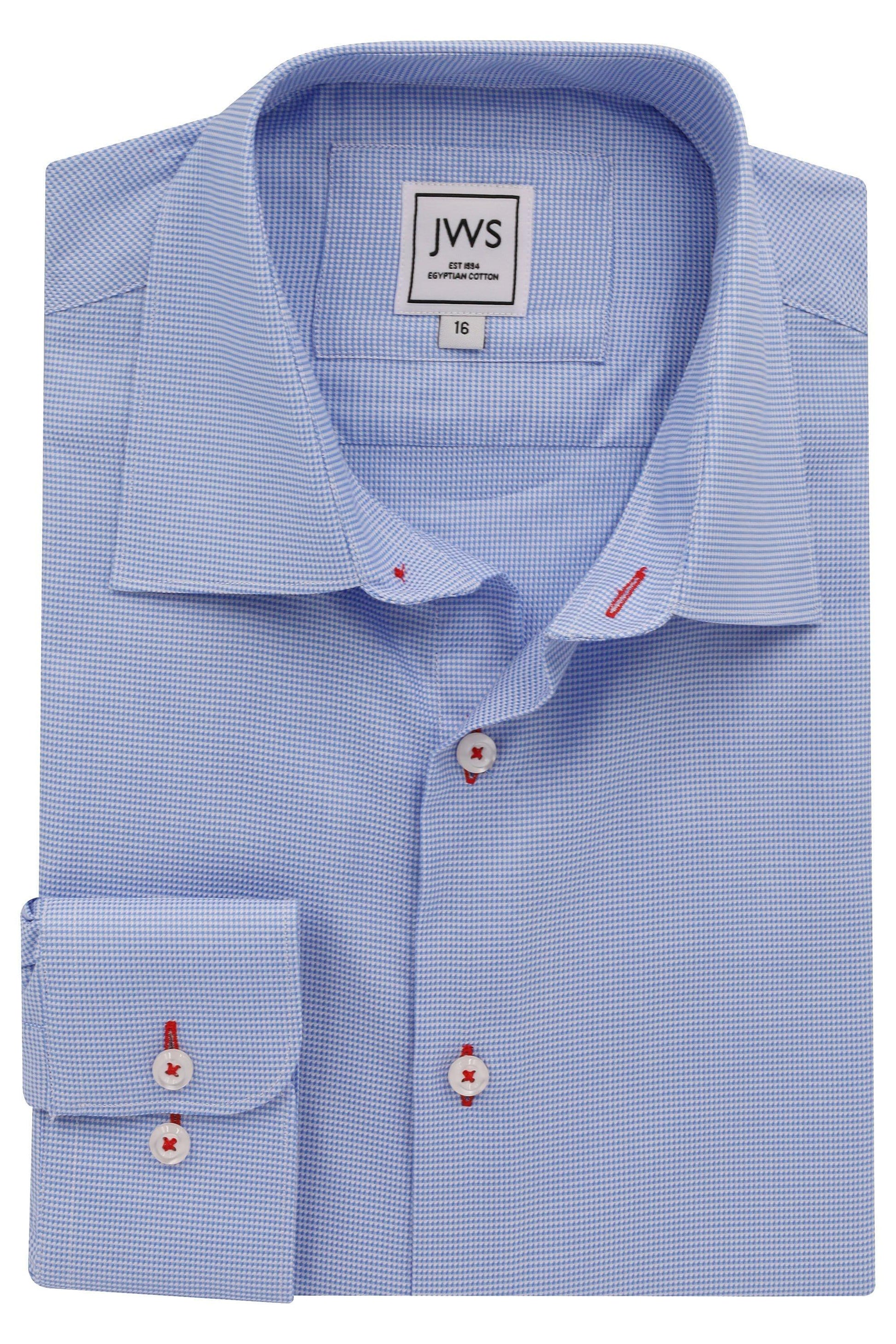 Sky Blue  Micro Houndstooth Non Iron Egyptian Cotton Dress Shirt - Just White Shirts