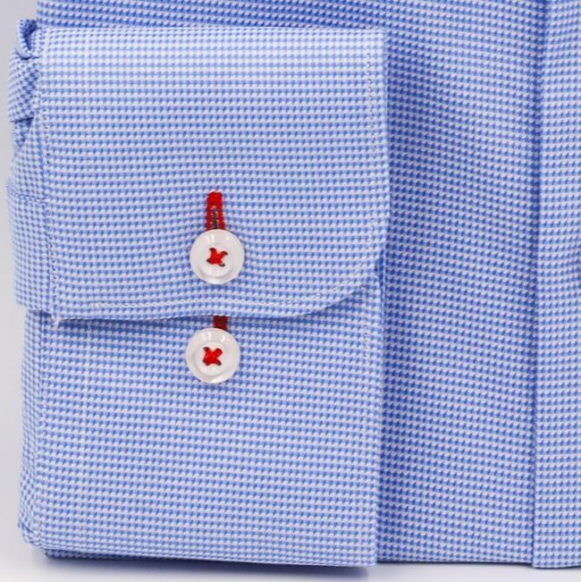 Sky Blue  Micro Houndstooth Non Iron Egyptian Cotton Dress Shirt - Just White Shirts