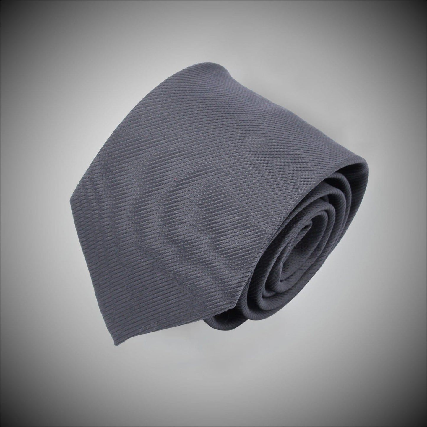 Solid Charcoal Twill Woven Silk Tie - Just White Shirts