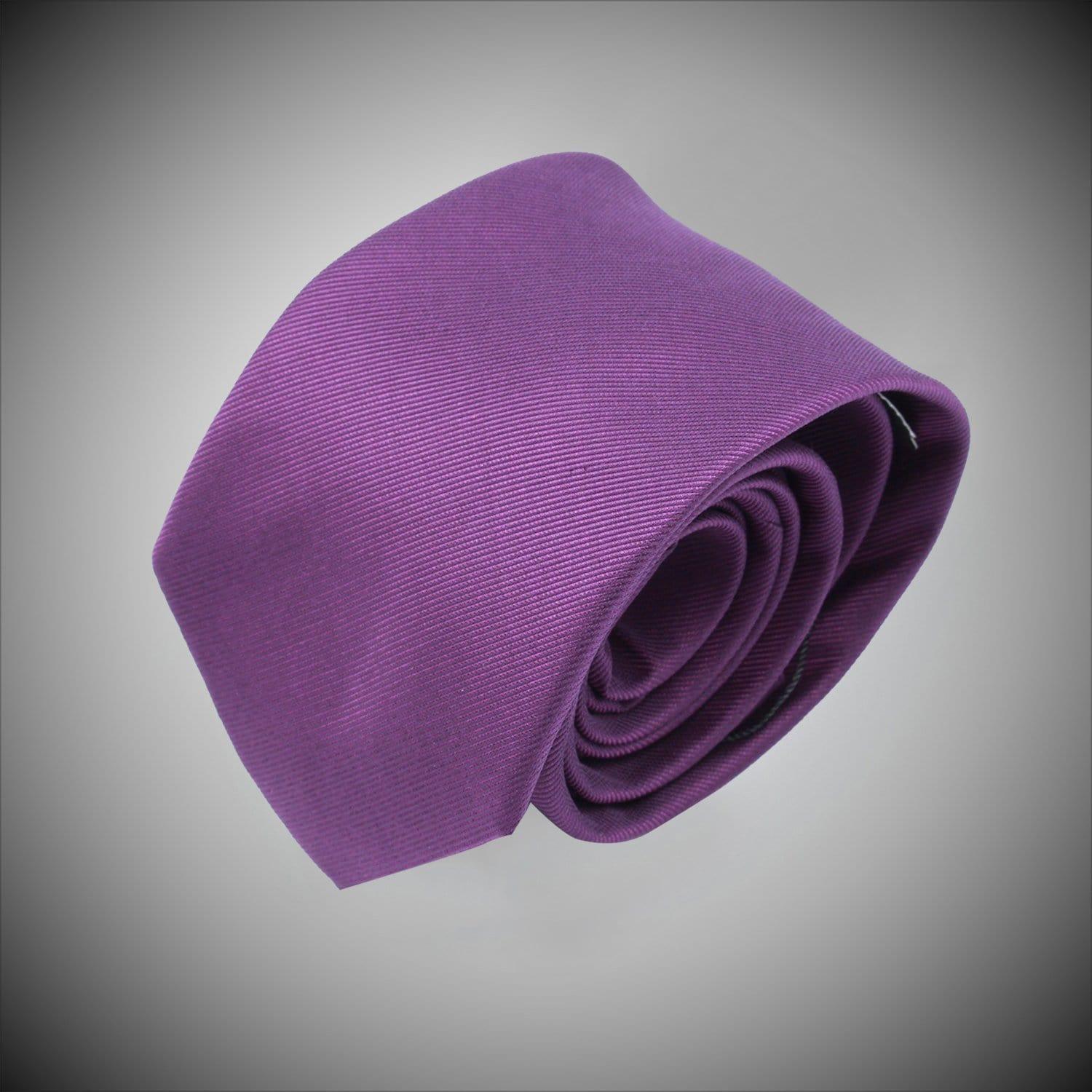 Solid Dark Purple Twill Woven Silk Tie - Just White Shirts