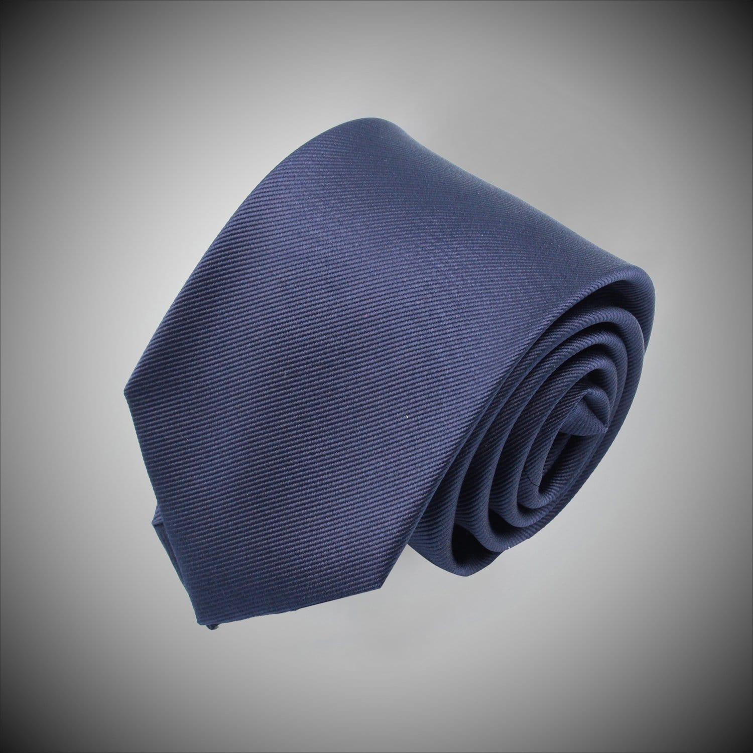 Solid Navy Twill Woven Silk Tie - Just White Shirts