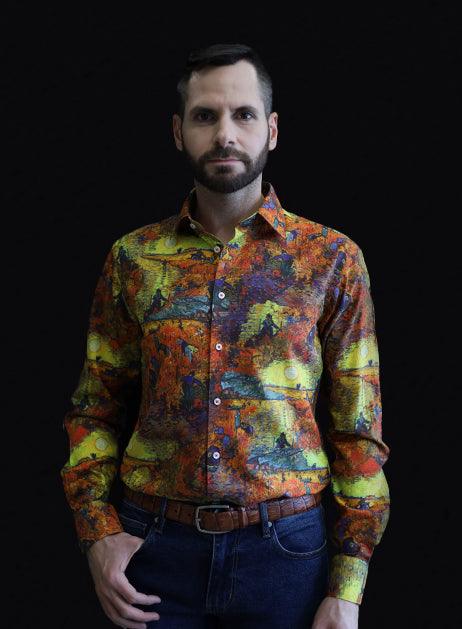 THE RED VINEYARD BY VAN GOGH PRINTED SHIRT - Just White Shirts